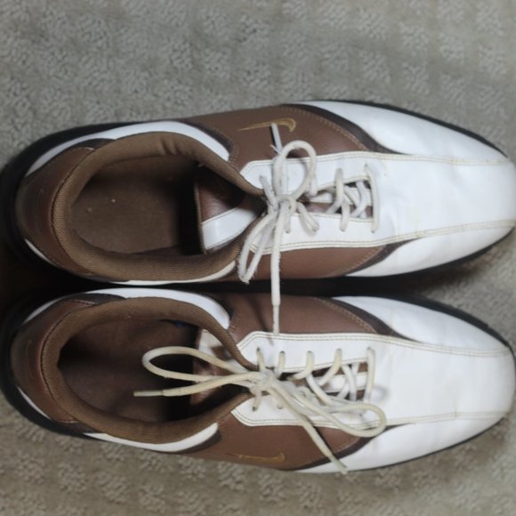 Nike Power Channel Size 9 White and Brown Golf Cleats - Picture 2 of 6